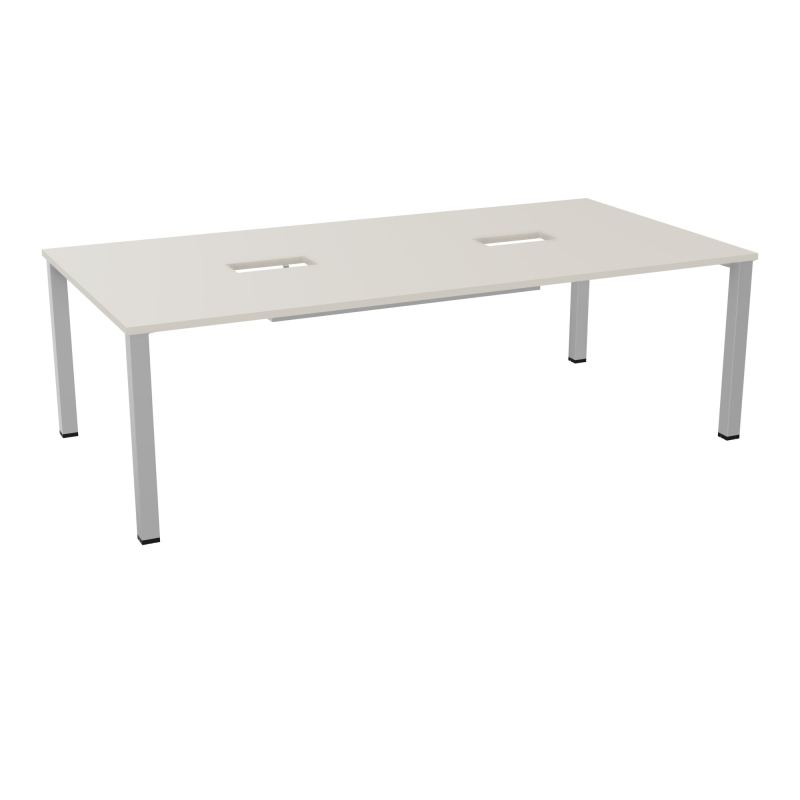 TABLE RECTANGULAIRE P120X240DÉCOUPÉE POUR 2XTRAPPES CENTRALES DOUBLE ACCÈS 4 PIEDS CARRÉ