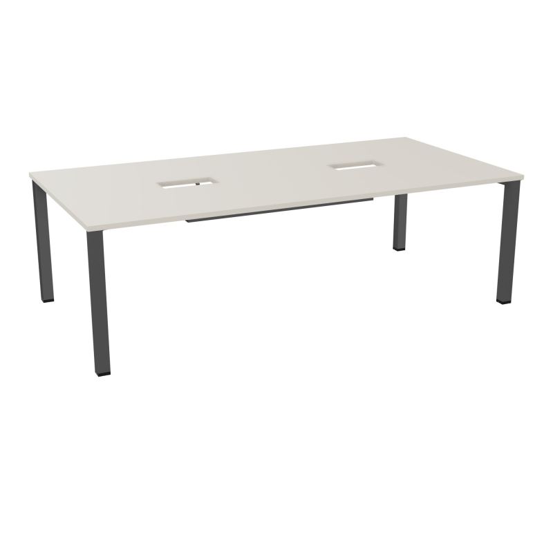 TABLE RECTANGULAIRE P120X240DÉCOUPÉE POUR 2XTRAPPES CENTRALES DOUBLE ACCÈS 4 PIEDS CARRÉ