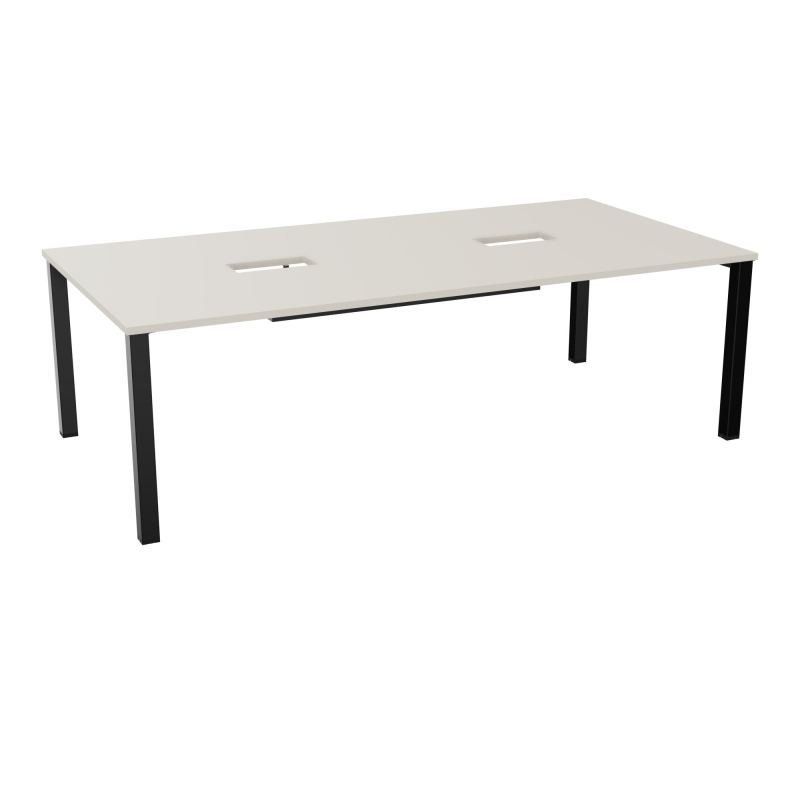 TABLE RECTANGULAIRE P120X240DÉCOUPÉE POUR 2XTRAPPES CENTRALES DOUBLE ACCÈS 4 PIEDS CARRÉ