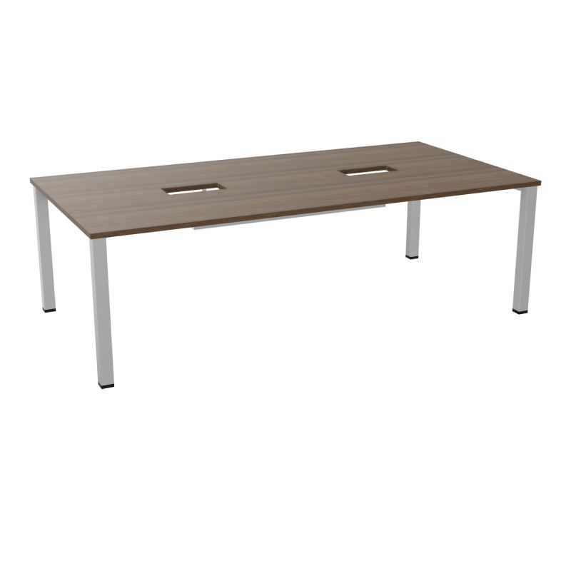 TABLE RECTANGULAIRE P120X240DÉCOUPÉE POUR 2XTRAPPES CENTRALES DOUBLE ACCÈS 4 PIEDS CARRÉ