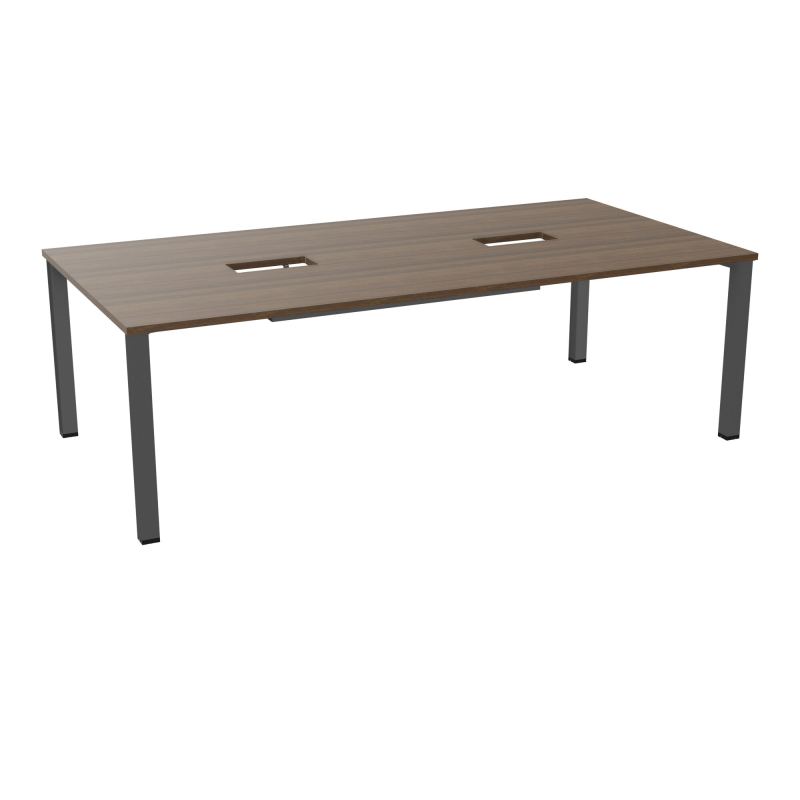 TABLE RECTANGULAIRE P120X240DÉCOUPÉE POUR 2XTRAPPES CENTRALES DOUBLE ACCÈS 4 PIEDS CARRÉ