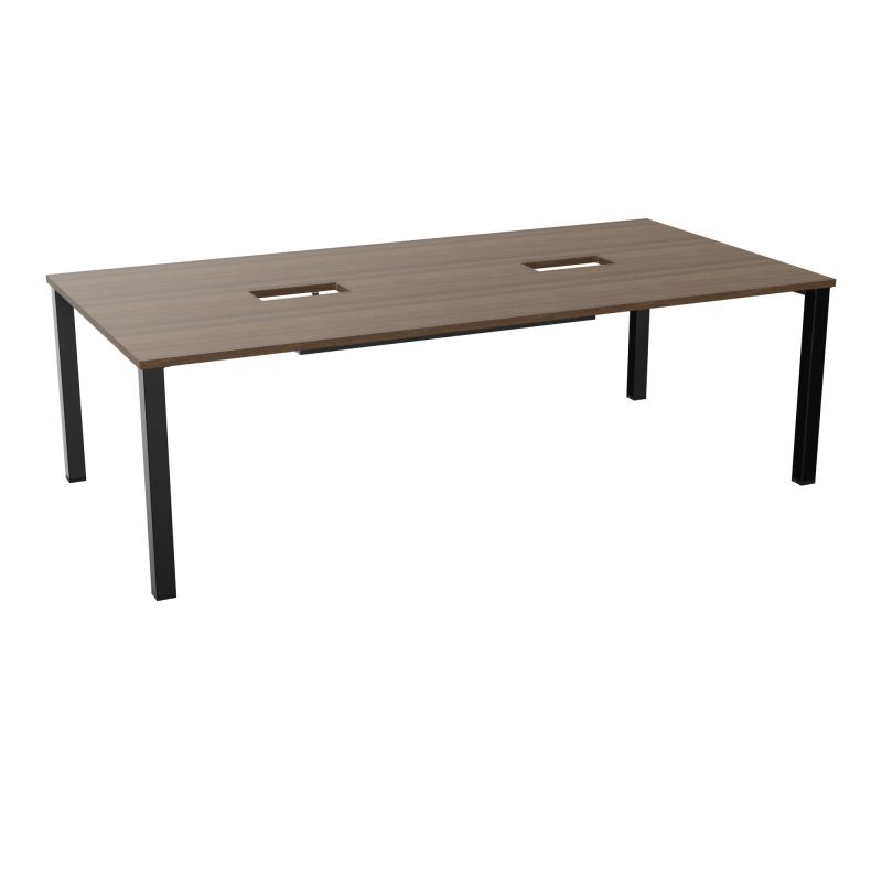 TABLE RECTANGULAIRE P120X240DÉCOUPÉE POUR 2XTRAPPES CENTRALES DOUBLE ACCÈS 4 PIEDS CARRÉ