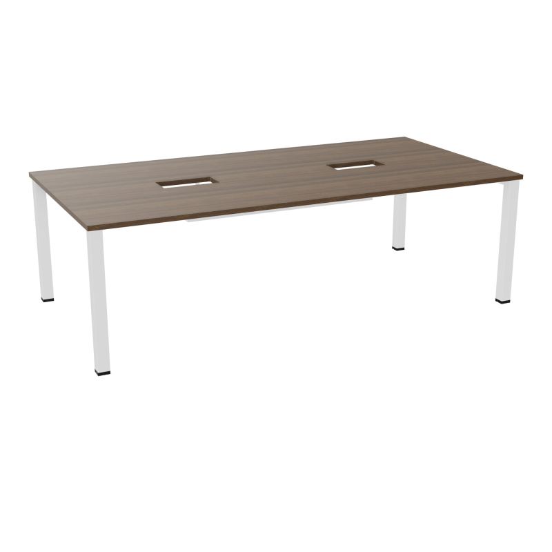 TABLE RECTANGULAIRE P120X240DÉCOUPÉE POUR 2XTRAPPES CENTRALES DOUBLE ACCÈS 4 PIEDS CARRÉ