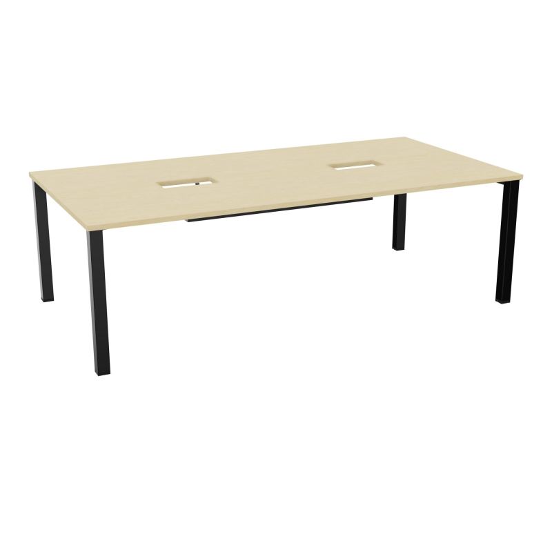 TABLE RECTANGULAIRE P120X240DÉCOUPÉE POUR 2XTRAPPES CENTRALES DOUBLE ACCÈS 4 PIEDS CARRÉ