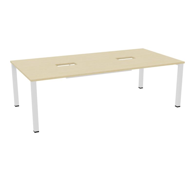 TABLE RECTANGULAIRE P120X240DÉCOUPÉE POUR 2XTRAPPES CENTRALES DOUBLE ACCÈS 4 PIEDS CARRÉ