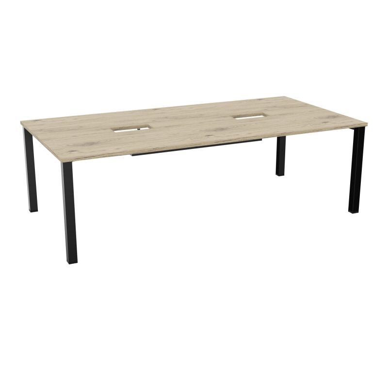 TABLE RECTANGULAIRE P120X240DÉCOUPÉE POUR 2XTRAPPES CENTRALES DOUBLE ACCÈS 4 PIEDS CARRÉ