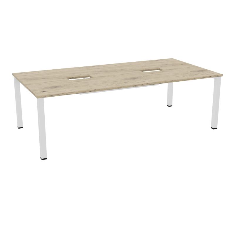 TABLE RECTANGULAIRE P120X240DÉCOUPÉE POUR 2XTRAPPES CENTRALES DOUBLE ACCÈS 4 PIEDS CARRÉ