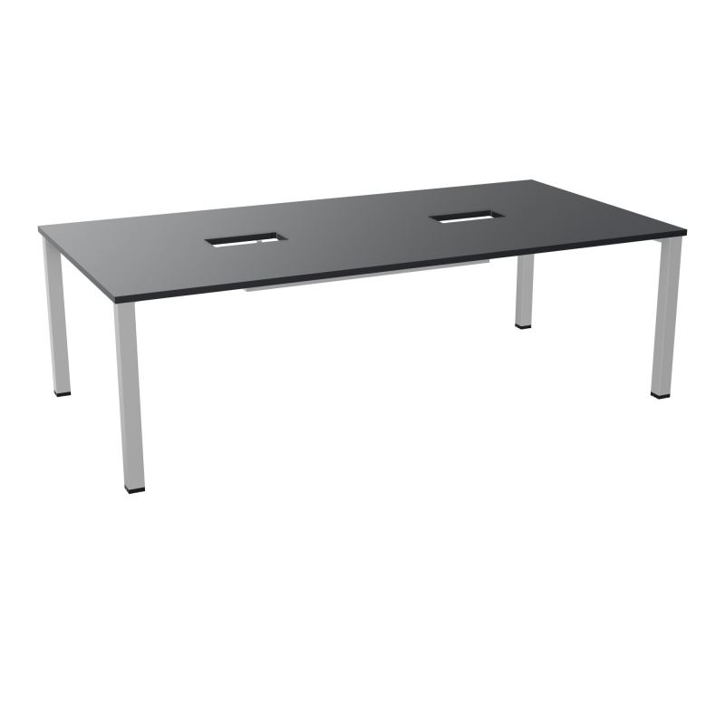 TABLE RECTANGULAIRE P120X240DÉCOUPÉE POUR 2XTRAPPES CENTRALES DOUBLE ACCÈS 4 PIEDS CARRÉ