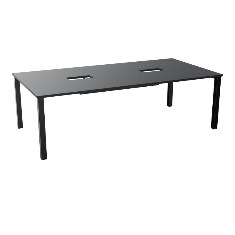TABLE RECTANGULAIRE P120X240DÉCOUPÉE POUR 2XTRAPPES CENTRALES DOUBLE ACCÈS 4 PIEDS CARRÉ
