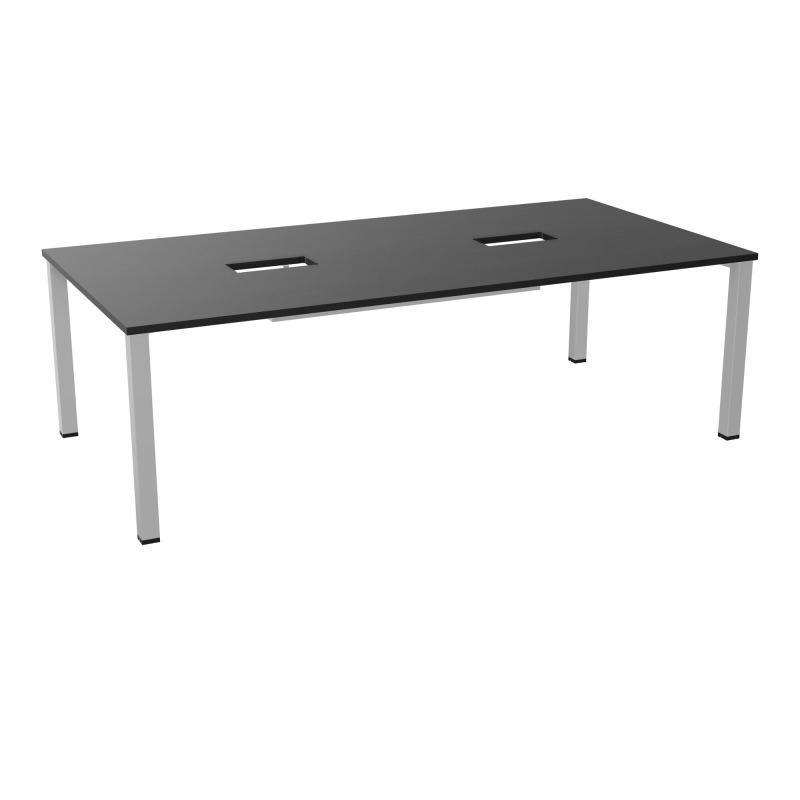 TABLE RECTANGULAIRE P120X240DÉCOUPÉE POUR 2XTRAPPES CENTRALES DOUBLE ACCÈS 4 PIEDS CARRÉ
