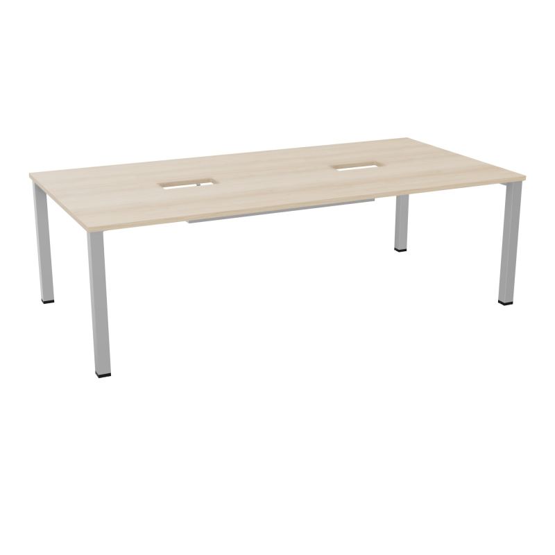 TABLE RECTANGULAIRE P120X240DÉCOUPÉE POUR 2XTRAPPES CENTRALES DOUBLE ACCÈS 4 PIEDS CARRÉ