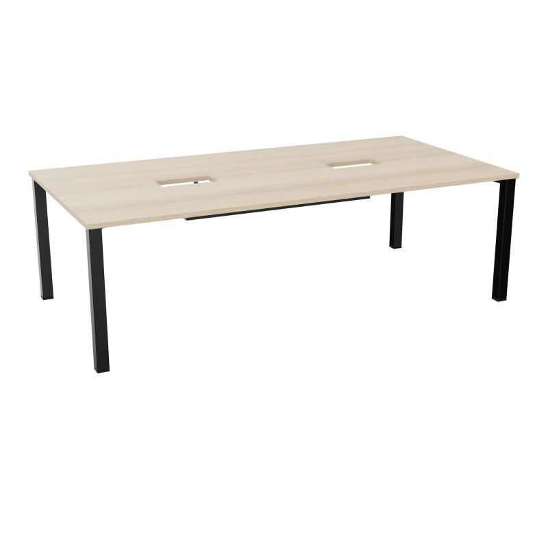 TABLE RECTANGULAIRE P120X240DÉCOUPÉE POUR 2XTRAPPES CENTRALES DOUBLE ACCÈS 4 PIEDS CARRÉ