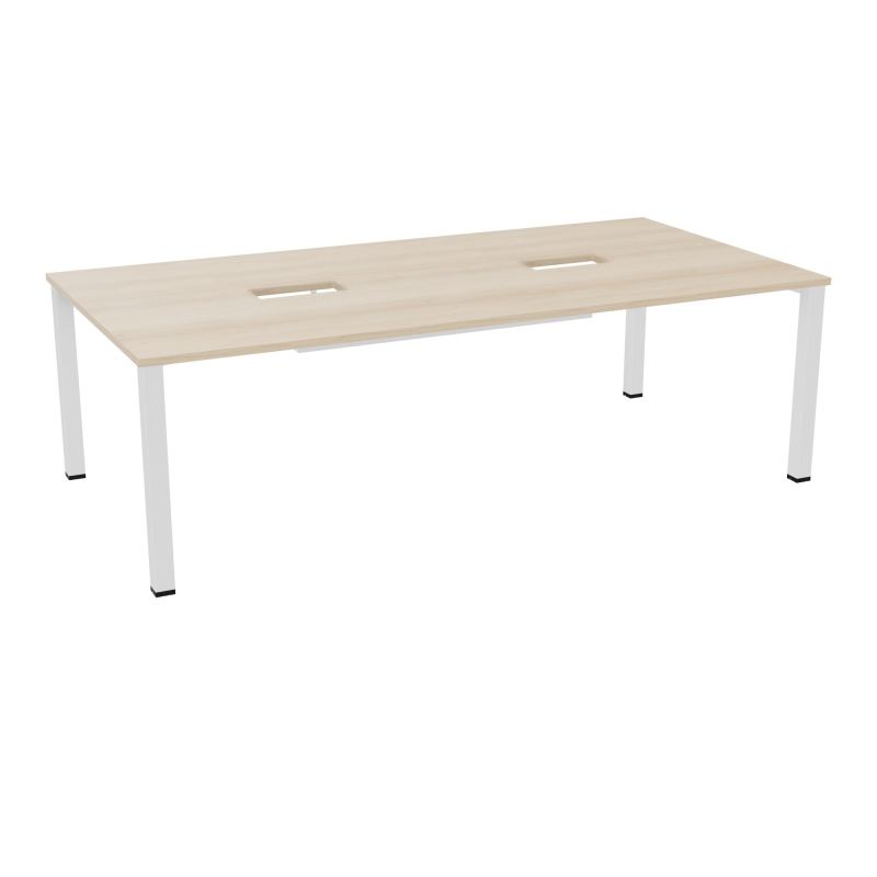 TABLE RECTANGULAIRE P120X240DÉCOUPÉE POUR 2XTRAPPES CENTRALES DOUBLE ACCÈS 4 PIEDS CARRÉ