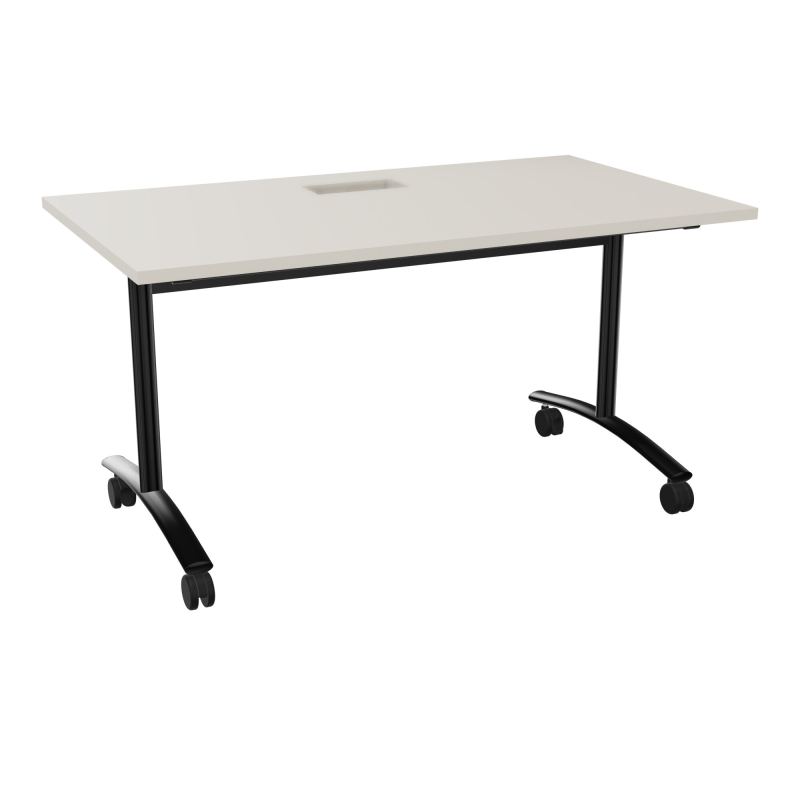 TABLE ABATTANTE L140XP80XH73,5CM DECOUPE POUR TRAPPE + GOULOTTE L300 MM