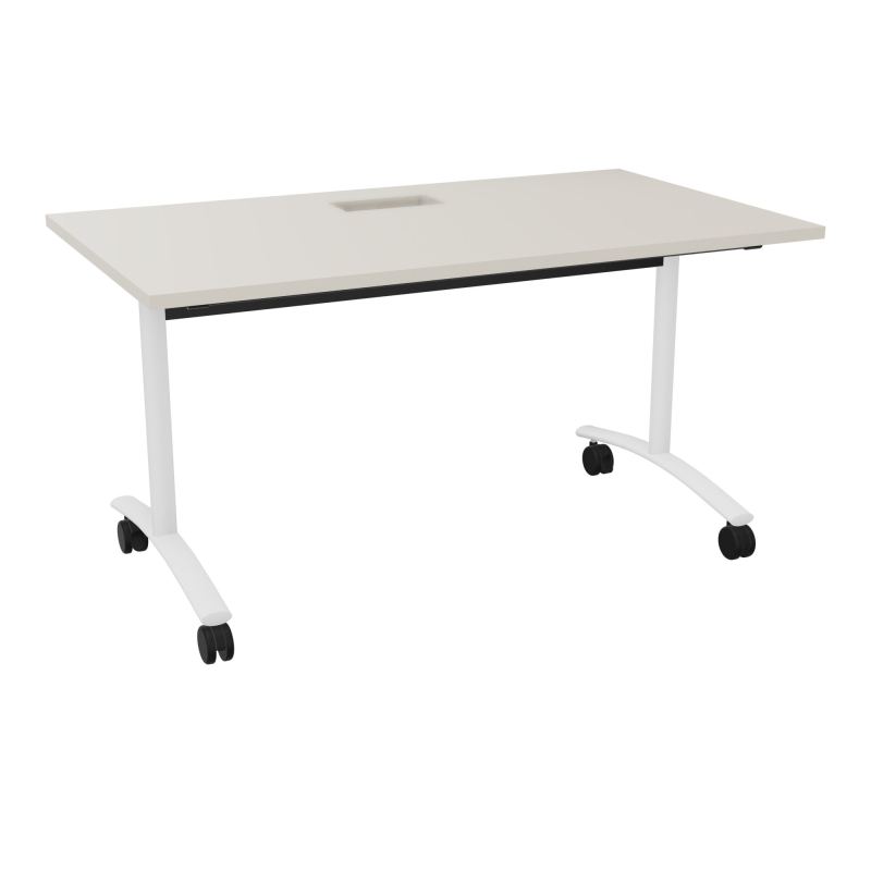TABLE ABATTANTE L140XP80XH73,5CM DECOUPE POUR TRAPPE + GOULOTTE L300 MM