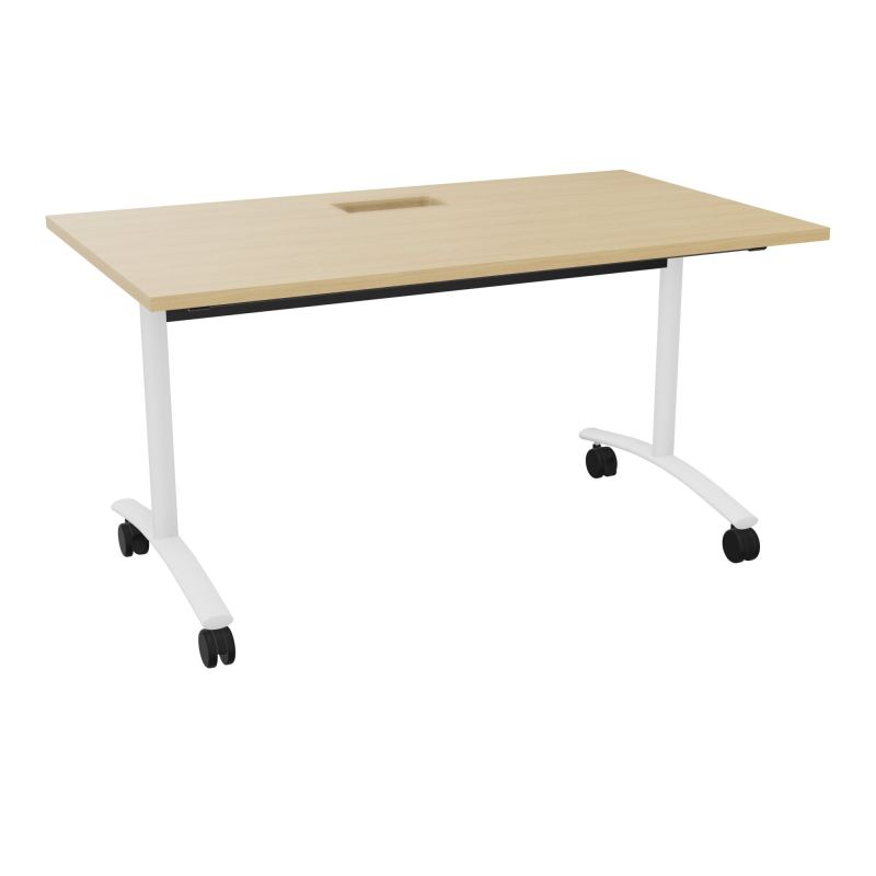 TABLE ABATTANTE L140XP80XH73,5CM DECOUPE POUR TRAPPE + GOULOTTE L300 MM