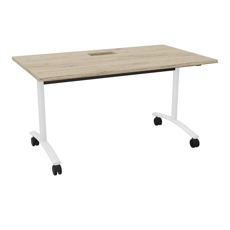 TABLE ABATTANTE L140XP80XH73,5CM DECOUPE POUR TRAPPE + GOULOTTE L300 MM