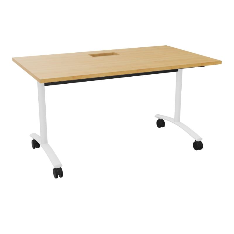 TABLE ABATTANTE L140XP80XH73,5CM DECOUPE POUR TRAPPE + GOULOTTE L300 MM