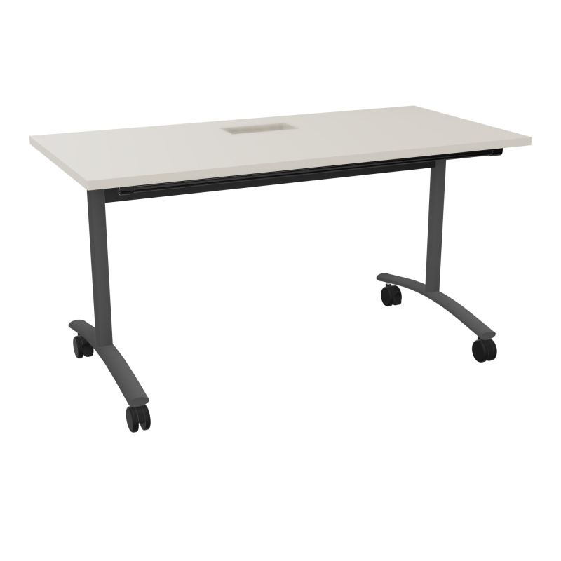 TABLE ABATTANTE L140XP68XH73,5CM DECOUPE POUR TRAPPE + GOULOTTE L300 MM