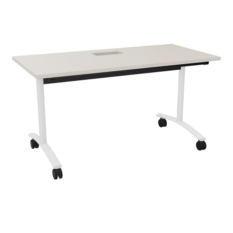 TABLE ABATTANTE L140XP68XH73,5CM DECOUPE POUR TRAPPE + GOULOTTE L300 MM
