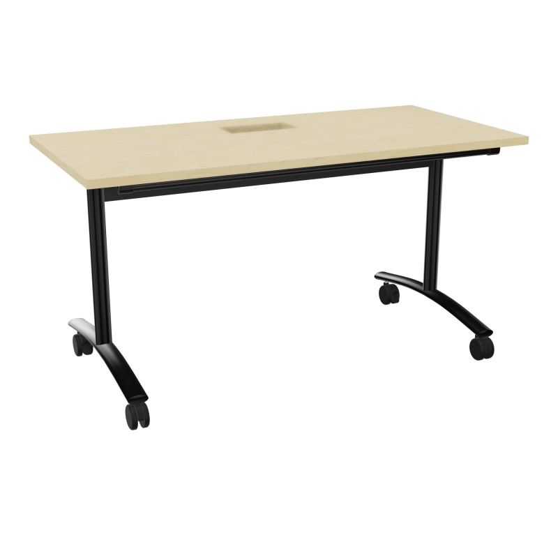 TABLE ABATTANTE L140XP68XH73,5CM DECOUPE POUR TRAPPE + GOULOTTE L300 MM