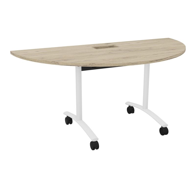 TABLE ABATTANTE 1/2 LUNE 165X82,5CM DECOUPE POUR TRAPPE + GOULOTTE L300 MM
