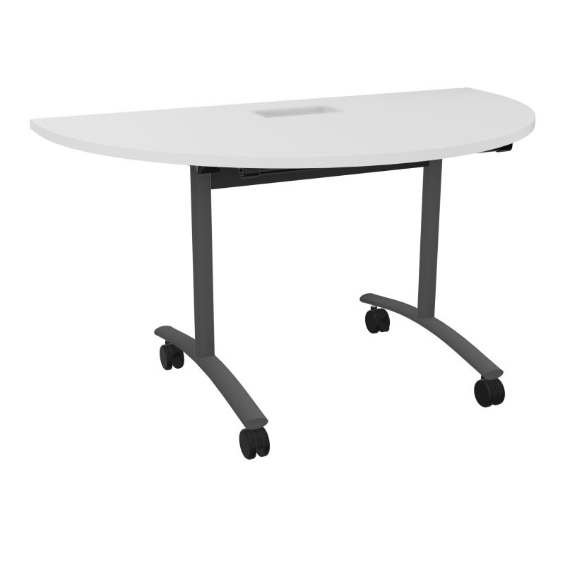 TABLE ABATTANTE 1/2 LUNE 136X78CM DECOUPE POUR TRAPPE + GOULOTTE L300 MM