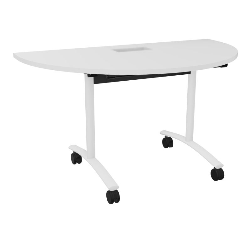 TABLE ABATTANTE 1/2 LUNE 136X78CM DECOUPE POUR TRAPPE + GOULOTTE L300 MM