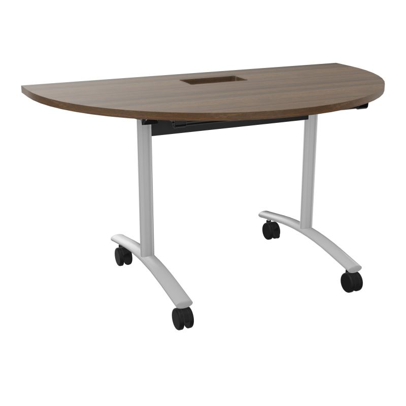 TABLE ABATTANTE 1/2 LUNE 136X78CM DECOUPE POUR TRAPPE + GOULOTTE L300 MM