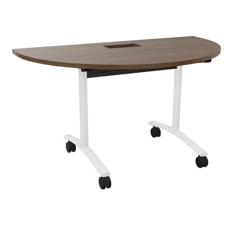 TABLE ABATTANTE 1/2 LUNE 136X78CM DECOUPE POUR TRAPPE + GOULOTTE L300 MM