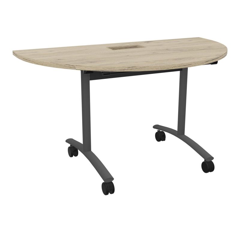 TABLE ABATTANTE 1/2 LUNE 136X78CM DECOUPE POUR TRAPPE + GOULOTTE L300 MM