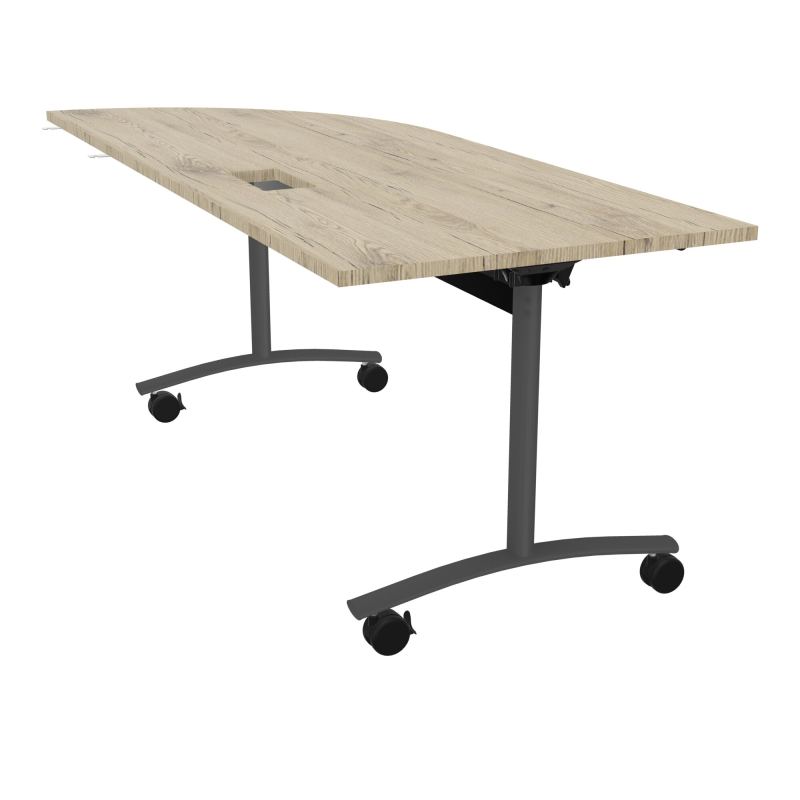 TABLE ABATTANTE PLATEAU DECOUPE TRAPPE AVEC ANGLE 90° INTEGRE P80xL205 cm - ANGLE A DROIT