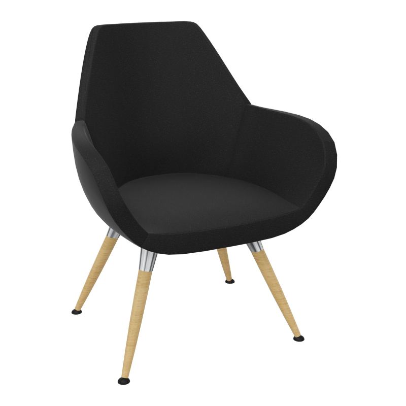 CHAUFFEUSE BIP REVETEMENT TISSU STEP NOIR 4 PIEDS BOIS