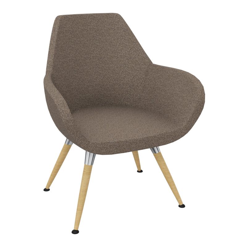 CHAUFFEUSE BIP REVETEMENT TISSU SYNERGY MARRON CHINÉ 4 PIEDS BOIS