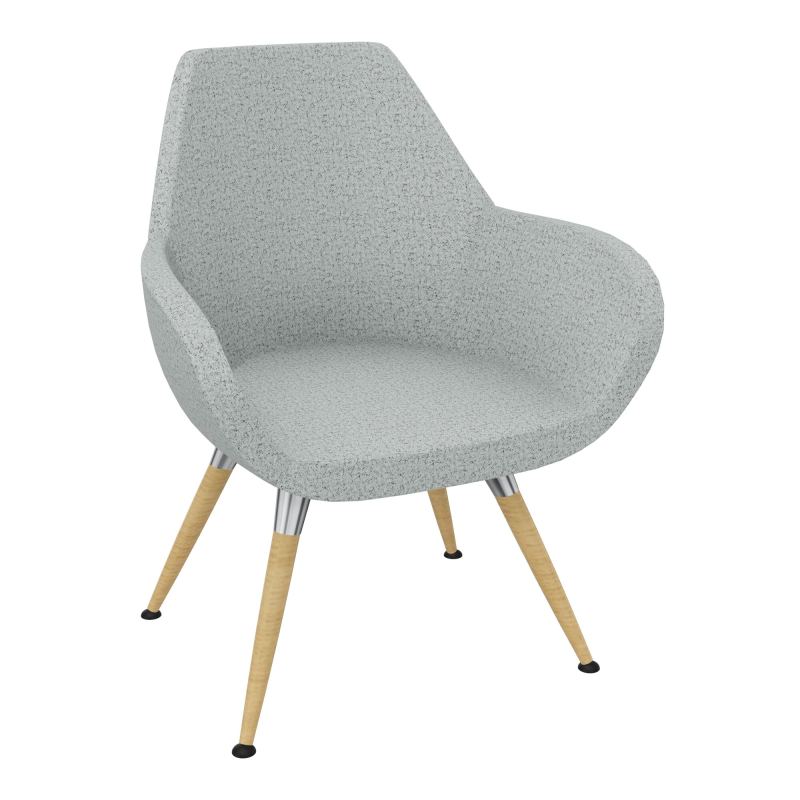 CHAUFFEUSE BIP REVETEMENT TISSU SYNERGY GRIS SMOKE CHINÉ 4 PIEDS BOIS
