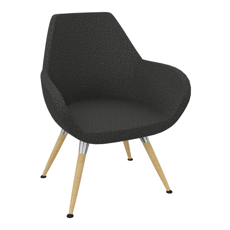 CHAUFFEUSE BIP REVETEMENT TISSU SYNERGY GRIS ANTHRACITE CHINÉ 4 PIEDS BOIS