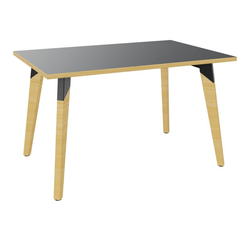 TABLE EVASION L120XP80XH73,5CM - STRATIFIE  EP25 MM - PIETEMENT HETRE/METAL