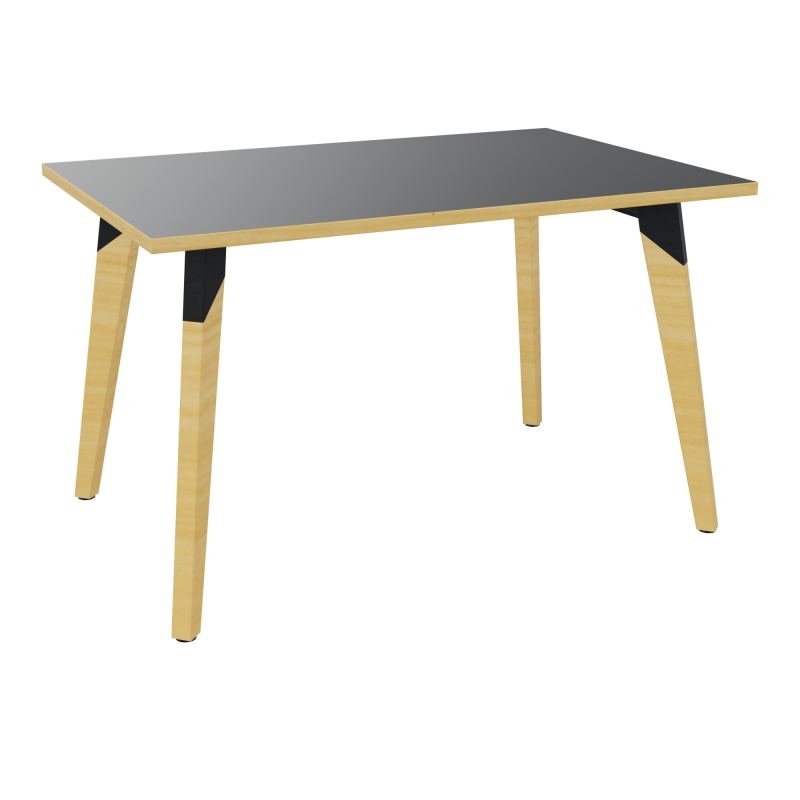 TABLE EVASION L120XP80XH73,5CM - STRATIFIE VW EP25 MM - PIETEMENT HETRE/METAL ZP