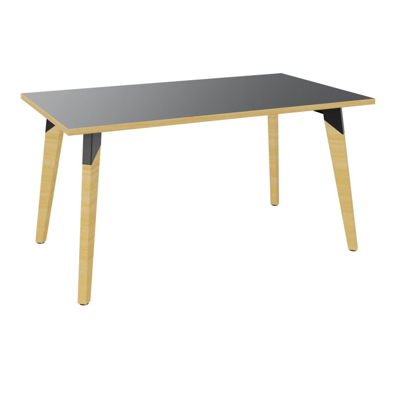 TABLE EVASION L140XP80XH73,5CM - STRATIFIE  EP25 MM - PIETEMENT HETRE/METAL