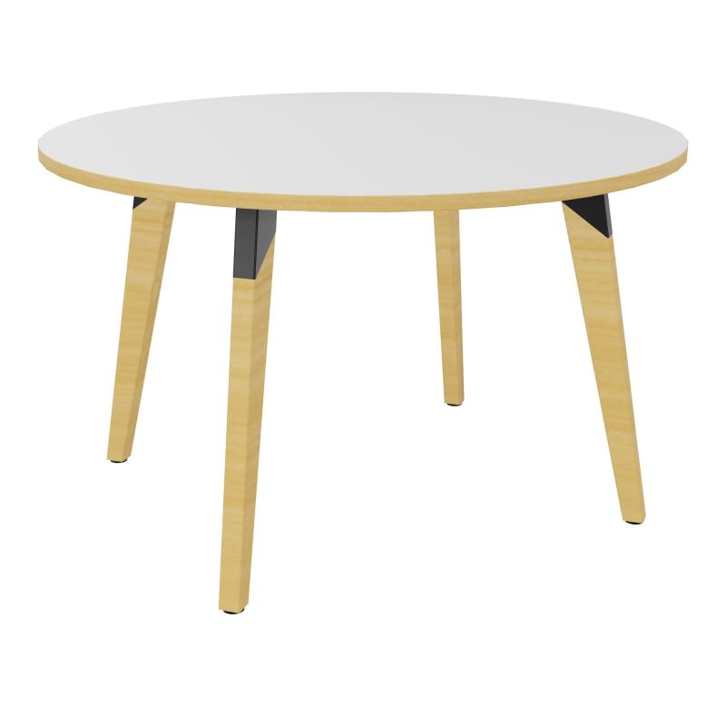 TABLE EVASION D. 120XH73,5 CM- STRATIFIE  EP25 MM - PIETEMENT HETRE/METAL