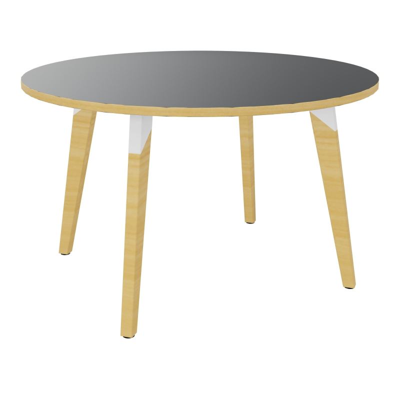 TABLE EVASION D. 120XH73,5 CM- STRATIFIE  EP25 MM - PIETEMENT HETRE/METAL