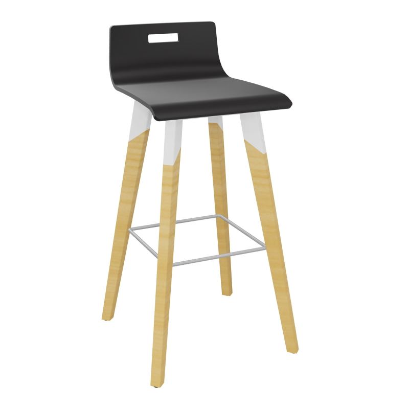 EVASION TABOURET PIEDS BOIS/METAL STRUCT.BLANC+REPOSE PIEDS ZINGUE