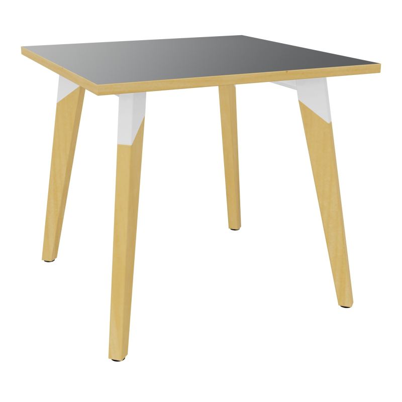 TABLE EVASION L80XP80XH73,5 CM - STRATIFIE VW EP25 MM - PIETEMENT HETRE/METAL ZO