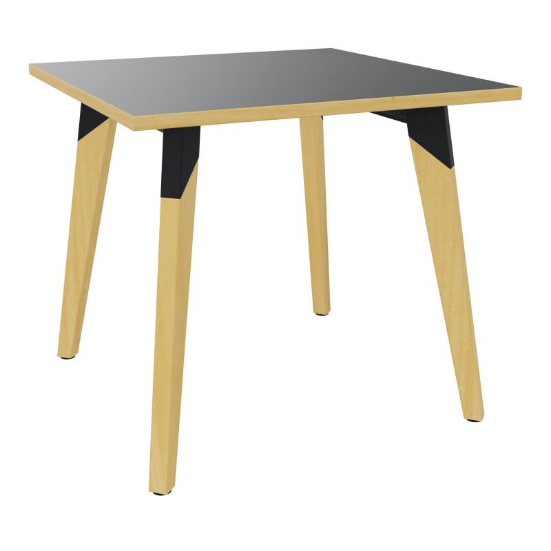 TABLE EVASION L80XP80XH73,5 CM - STRATIFIE VW EP25 MM - PIETEMENT HETRE/METAL ZP