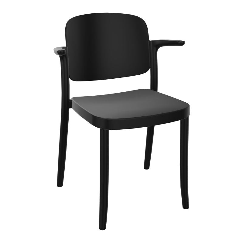 LINE LOT 4 CHAISES POLYPRO 4PIEDS AVEC ACCOUDOIRS PU