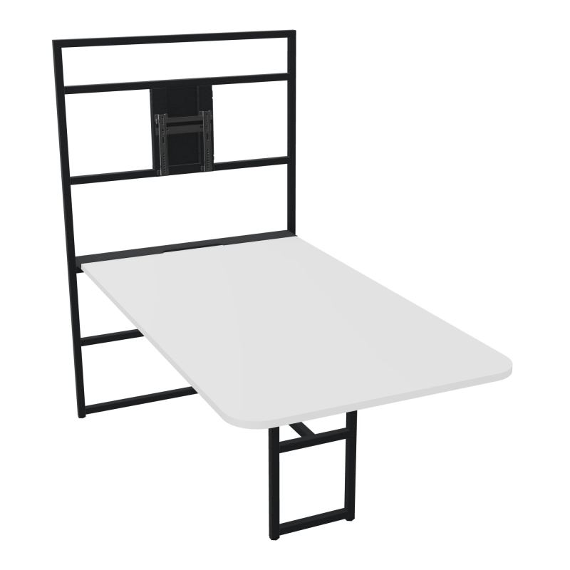 TABLE ALMA H74/H165CM RÉHAUSSE SUPPORT TV ÉP25MM L98XP180+GOULOTTE+CAPOT PIVOTANT+GAINE ZI