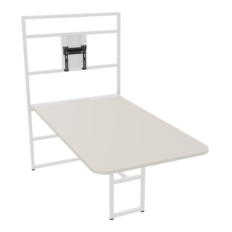 TABLE ALMA H74/H165CM RÉHAUSSE SUPPORT TV ÉP25MM L98XP180+GOULOTTE+CAPOT PIVOTANT+GAINE Z