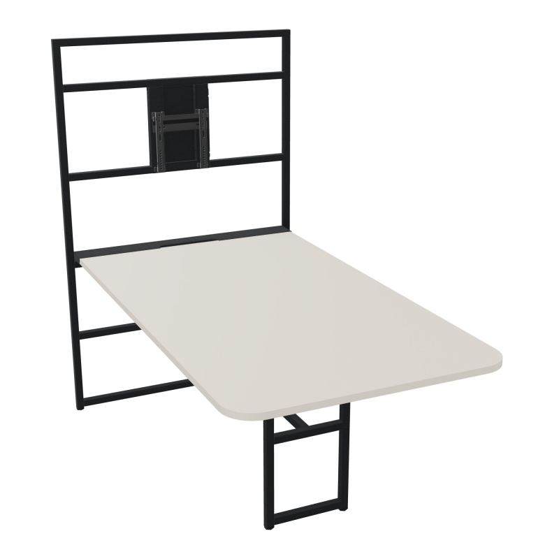 TABLE ALMA H74/H165CM RÉHAUSSE SUPPORT TV ÉP25MM L98XP180+GOULOTTE+CAPOT PIVOTANT+GAINE Z
