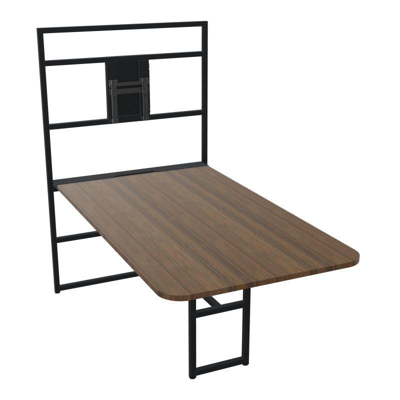 TABLE ALMA H74/H165CM RÉHAUSSE SUPPORT TV ÉP25MM L98XP180+GOULOTTE+CAPOT PIVOTANT+GAINE Z