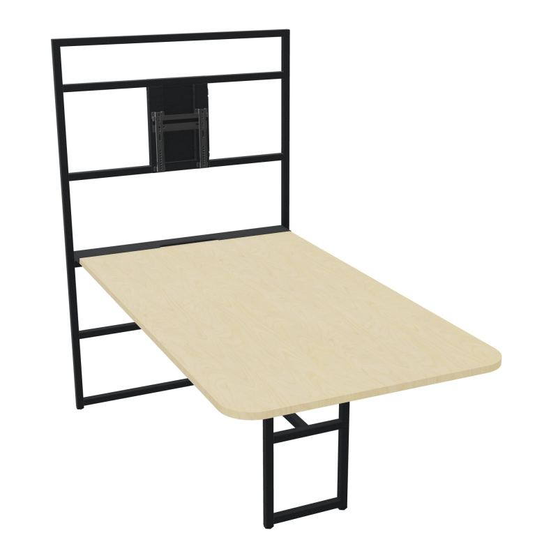 TABLE ALMA H74/H165CM RÉHAUSSE SUPPORT TV ÉP25MM L98XP180+GOULOTTE+CAPOT PIVOTANT+GAINE Z